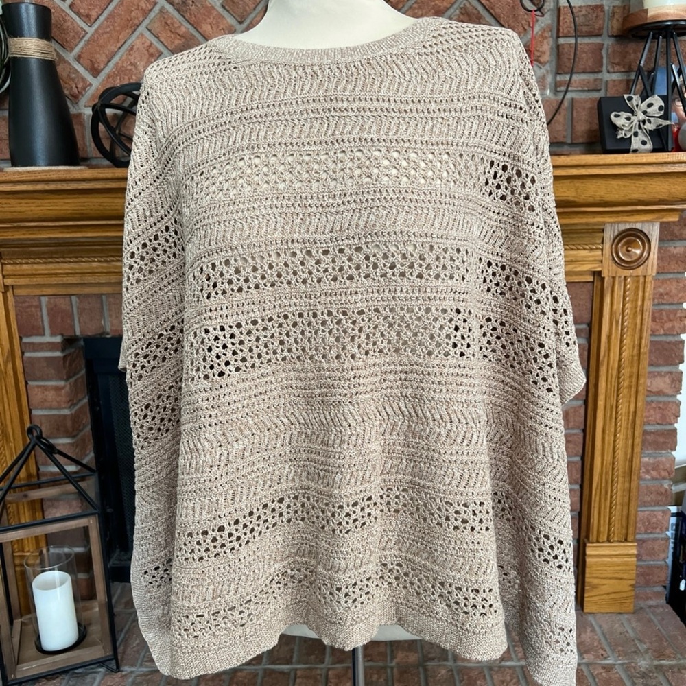 J.Jill Elegant Beige Knit Sweater Poncho